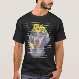 Dachshund Sunflower Vintage Retro For Dog T-Shirt