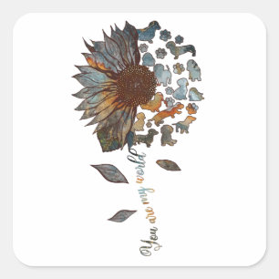 Dachshund Sunflower You Are My World Dog Lovers Square Sticker