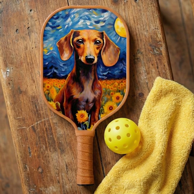 Dachshund & Sunflowers Art Gift  Pickleball Paddle (Dachshund & Sunflowers Art Gift Pickleball Paddle)