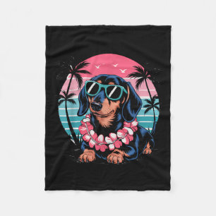 Dachshund Sunset Hawaii Summer Style Fleece Blanket