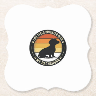 Dachshund Sunset Shirt Vintage Dog Lover Design_1 Paper Coaster