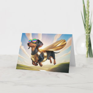 Dachshund Superhero Greeting Card