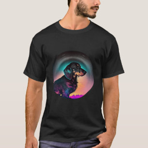 Dachshund Synthwave 80s Retrowave Aesthetic  2 T-Shirt