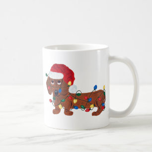 Dachshund Tangled In Christmas Lights Coffee Mug