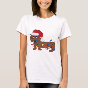 sausage dog christmas t shirt