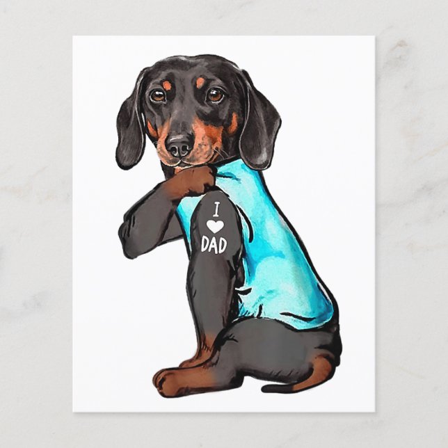 Dachshund Tattoo I Love Dad Funny Dog Dachshund Fa Flyer (Front)