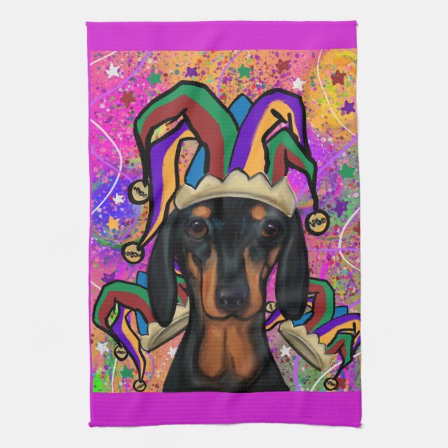 Dachshund     tea towel (Vertical)