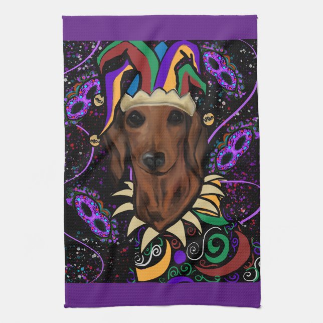 Dachshund         tea towel (Vertical)
