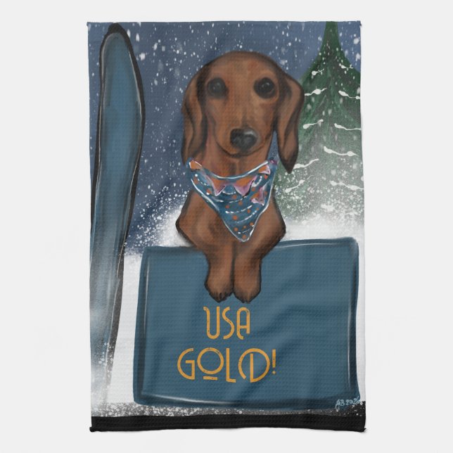 DACHSHUND  TEA TOWEL (Vertical)