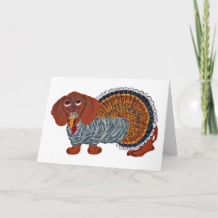 Dachshund Thanksgiving Turkey Holiday Card