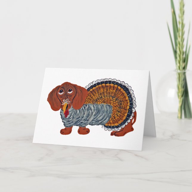 Dachshund Thanksgiving Turkey Invitation (Front)