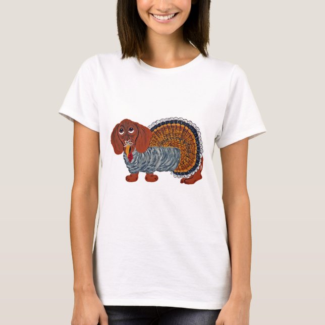 Dachshund Thanksgiving Turkey T-Shirt (Front)