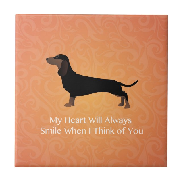 Dachshund - Thinking of You Design Ceramic Tile (Front)