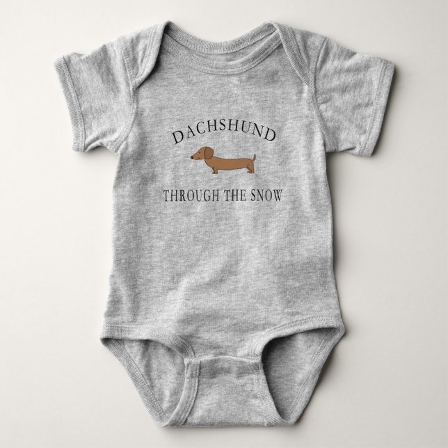 Dachshund Through The Snow Baby Bodysuit (Front)