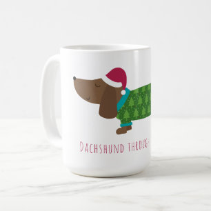 Dachshund Through The Snow Cartoon Coffee  Mug