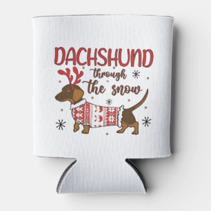 Dachshund Through The Snow Christmas Dog Lover Can Cooler