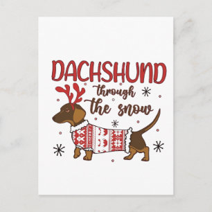 Dachshund Through The Snow Christmas Dog Lover Holiday Postcard