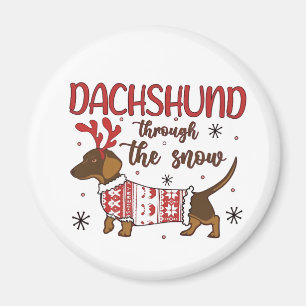 Dachshund Through The Snow Christmas Dog Lover Magnet
