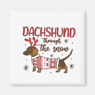Dachshund Through The Snow Christmas Dog Lover Magnet