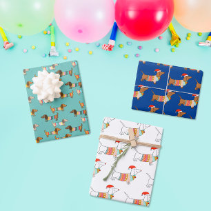 dachshund through the snow christmas gift wrapping paper sheet