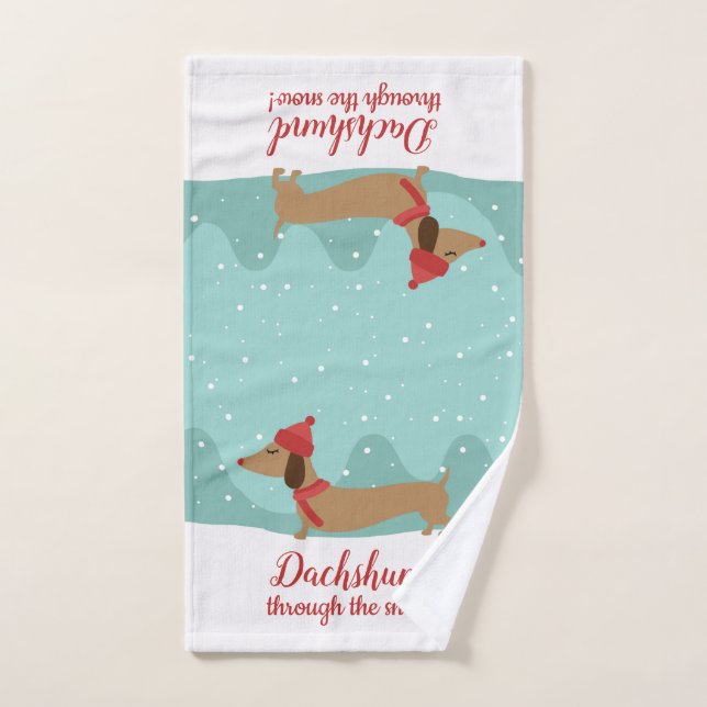 Dachshund Through the Snow Christmas Hand Towel (Hand Towel)