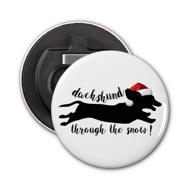 Dachshund through the snow Christmas Holidays Bottle Opener (Front)
