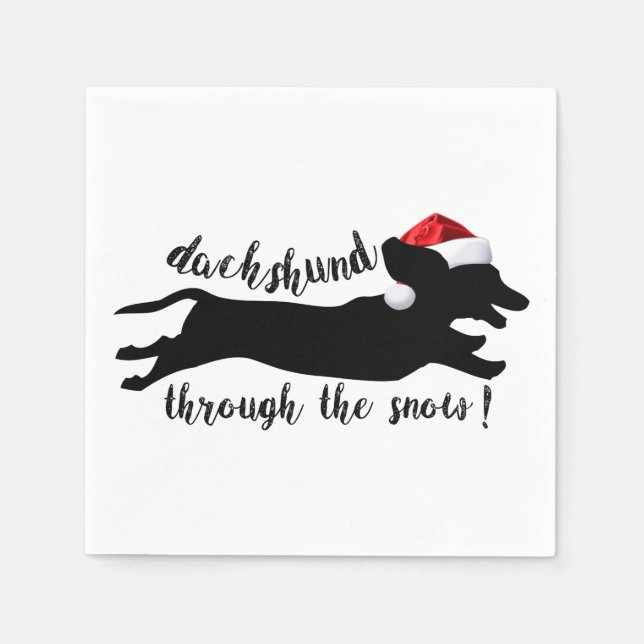 Dachshund through the snow Christmas Holidays Napkin (Front)