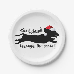 Dachshund through the snow Christmas Holidays Paper Plate
