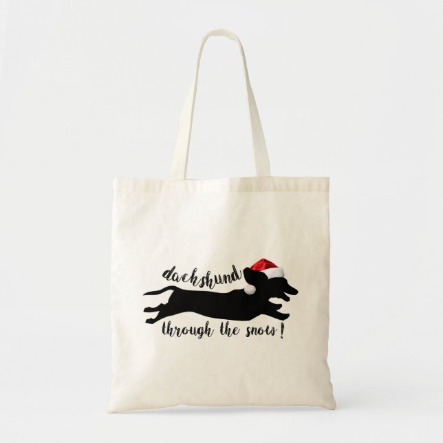 Dachshund through the snow Christmas Holidays Tote Bag (Front)