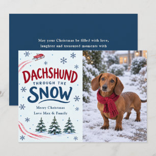 Dachshund Through the Snow Christmas Photo Holiday Card