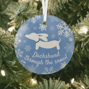 Dachshund Through The Snow Christmas Tree Ornament