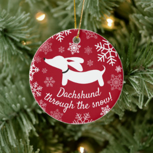 Dachshund Through The Snow Christmas Tree Ornament
