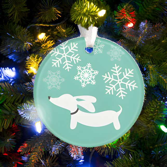 Dachshund Through The Snow Christmas Tree Ornament (Creator Uploaded)