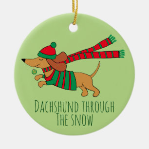 Dachshund Through the Snow Circle Ornament