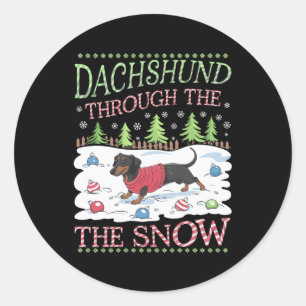 Dachshund Through the Snow Classic Round Sticker