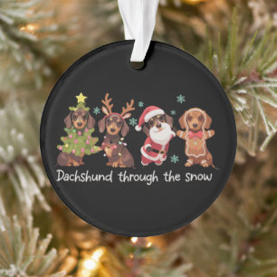 Dachshund Through The Snow Funny Christmas Dogs Ornament