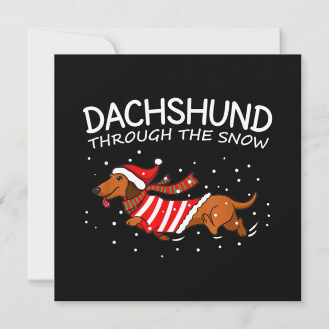 Dachshund Through The Snow Funny Dog Christmas Card (Front)