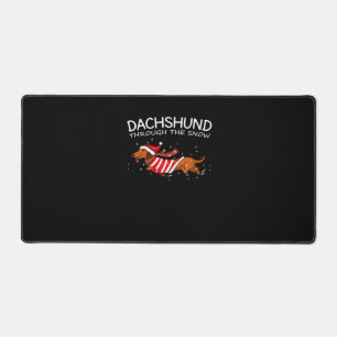 Dachshund Through The Snow Funny Dog Christmas Cla Desk Mat