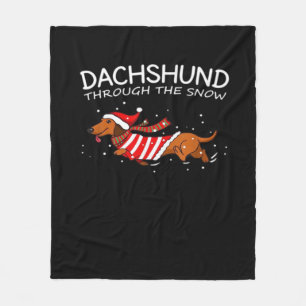 Dachshund Through The Snow Funny Dog Christmas Cla Fleece Blanket