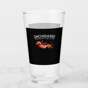 Dachshund Through The Snow Funny Dog Christmas Cla Glass