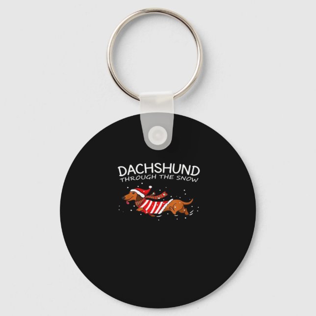 Dachshund Through The Snow Funny Dog Christmas Cla Key Ring (Front)