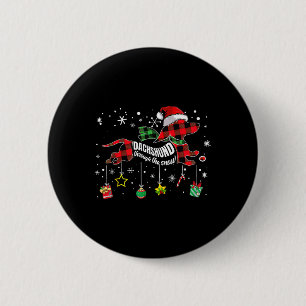 Dachshund Through The Snow Funny Dog Plaid Christm 6 Cm Round Badge