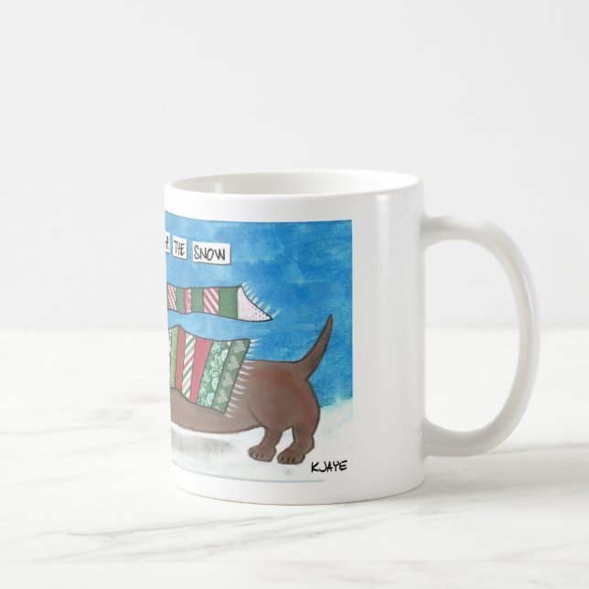 Dachshund Through The Snow - Funny Doxie Christmas Coffee Mug (Right)