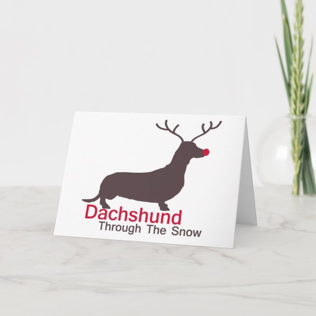 Dachshund Through The Snow Holiday Card (Front)
