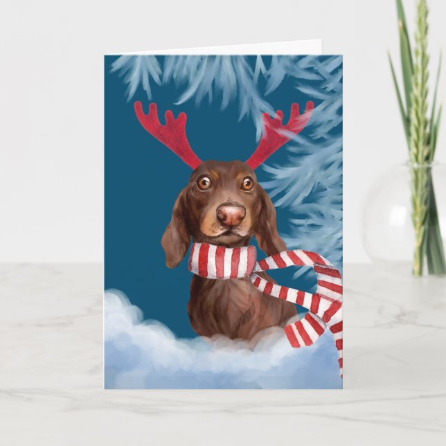 Dachshund Through The Snow Holiday Card (Front)