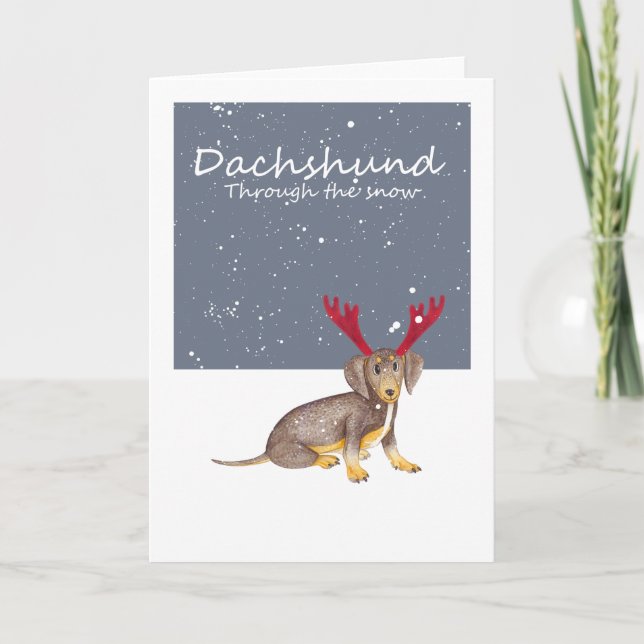 Dachshund Through The Snow Holiday Card (Front)
