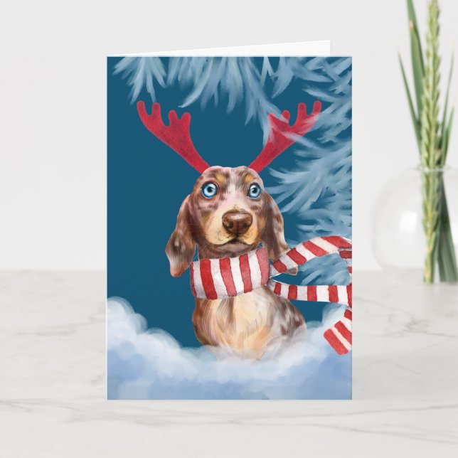 Dachshund Through The Snow Holiday Card (Front)