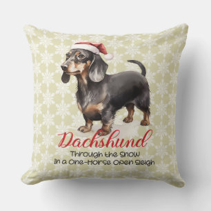 Dachshund Through The Snow in a One-Horse Sleigh Cushion