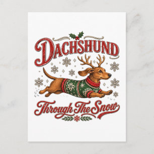 Dachshund Through the Snow Invitation Postcard