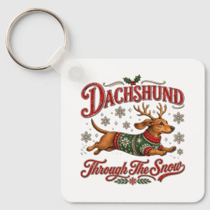 Dachshund Through the Snow Key Ring